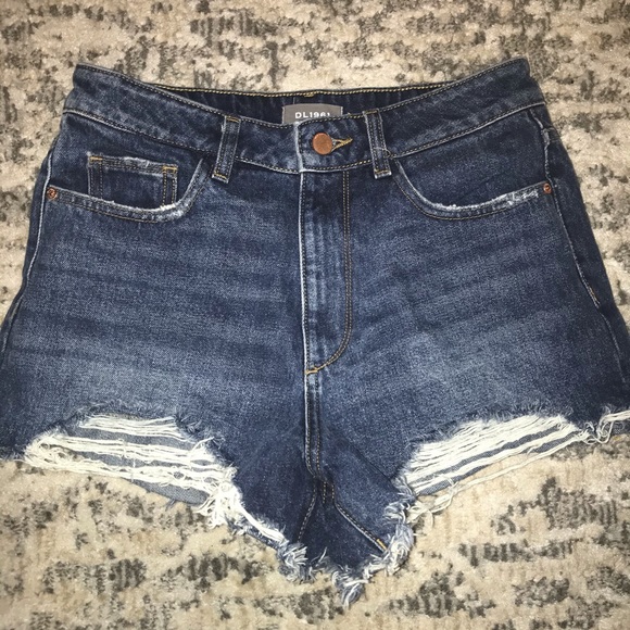 DL1961 Cleo solana high rise jean shorts distressed - Picture 5 of 9